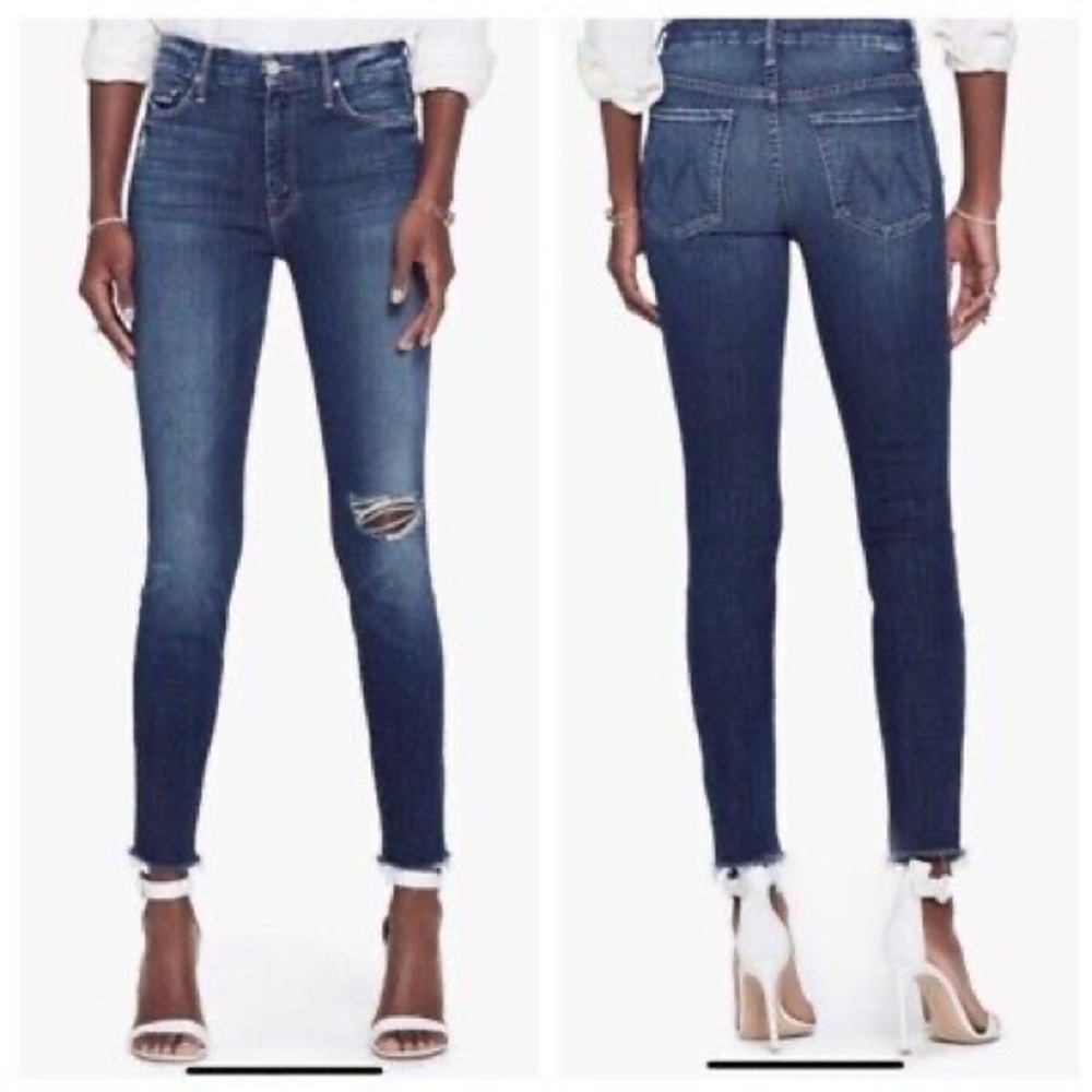 Mother High Waisted Looker Ankle Fray Jeans